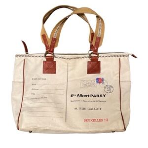 Anthropologie Moulinette Soeurs Canvas Handbag Bruxelles III Canvas Purse